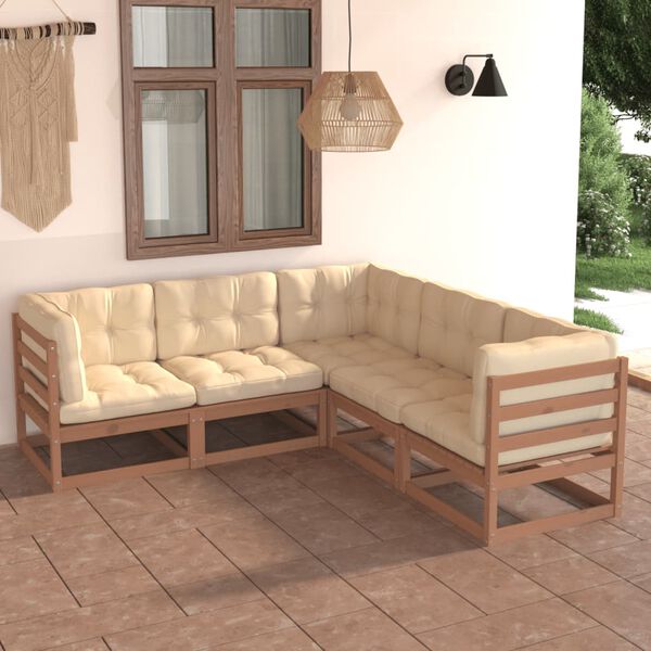 vidaXL Garden Lounge Set Honey brown Solid pinewood Medium Modular