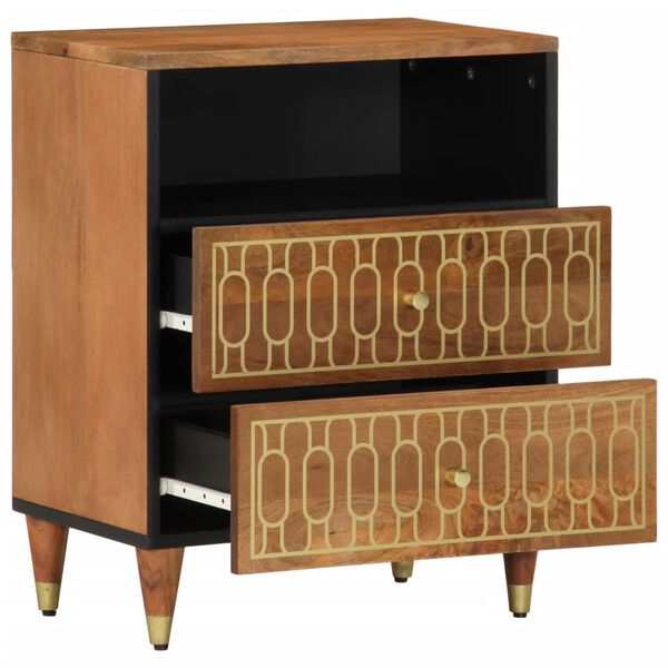 vidaXL Bedside Cabinet Honey Brown Solid mango wood, engineered wood, iron