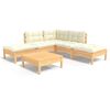 vidaXL Garden Lounge Set Cream Solid pinewood, fabric Modular
