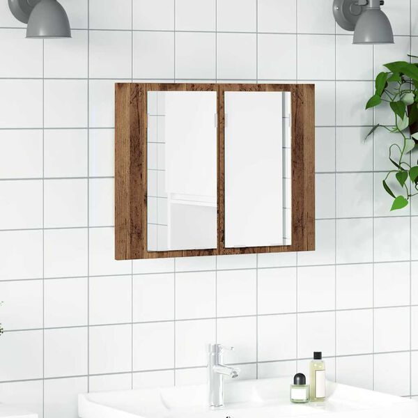 vidaXL LED Mirror Cabinet Old wood Engineered wood, Safety glass
