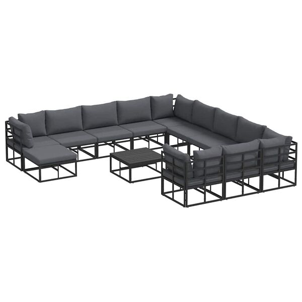 vidaXL Garden Sofa Set 13 pcs Black Aluminium