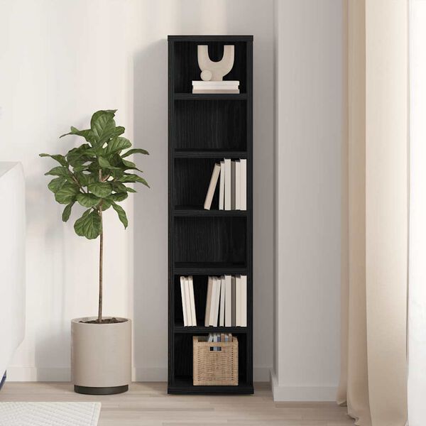 vidaXL CD Cabinet Black Oak Engineered Wood Compact Modern Design