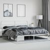 vidaXL Bed Frame White Powder-Coated Steel Full Bed Frame Rectangular