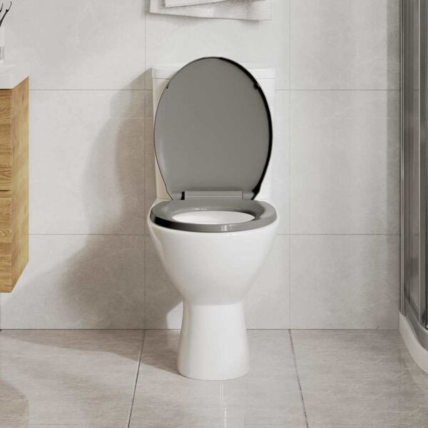 vidaXL Soft-Close Toilet Seat Grey Oval