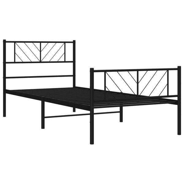 vidaXL Metal Bed Frame Black Powder-Coated Steel Twin Metal Bed Frame