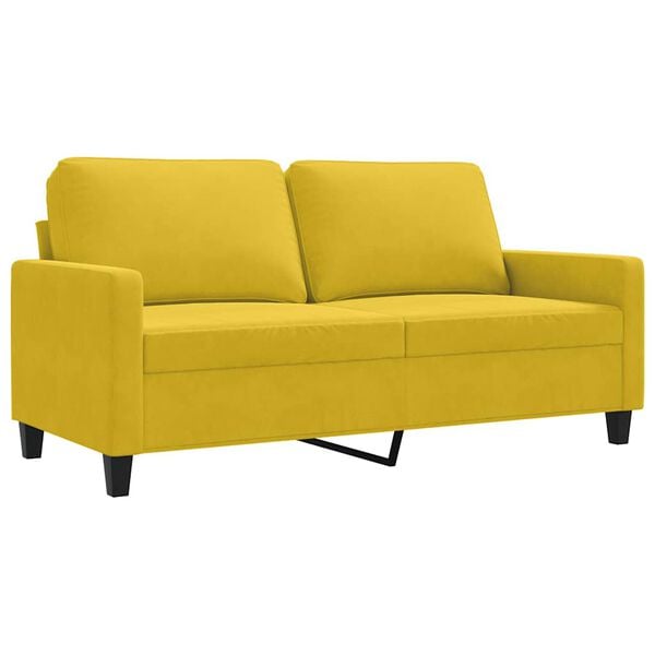 vidaXL 2-seater Sofa Yellow Velvet (100% polyester), metal, foam