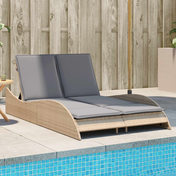 vidaXL Sun Lounger Beige PE rattan 44.9x80.7x28.7 in