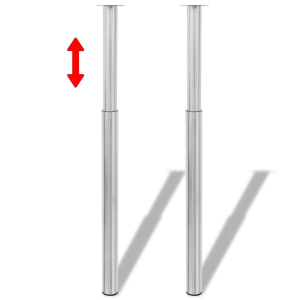 vidaXL Table Leg Set of 4 Brushed Nickel Iron Adjustable Telescopic