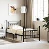 vidaXL Bed Frame Black Powder-Coated Steel Twin Metal Bed Frame
