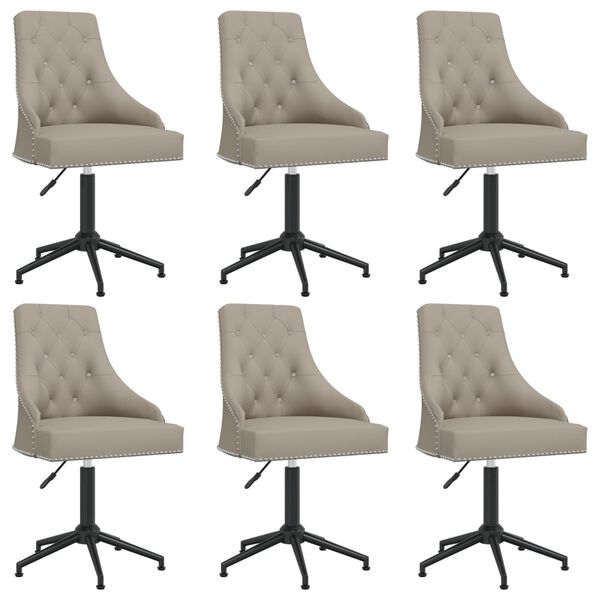 vidaXL Swivel Dining Chairs 6 pcs Light Gray Velvet