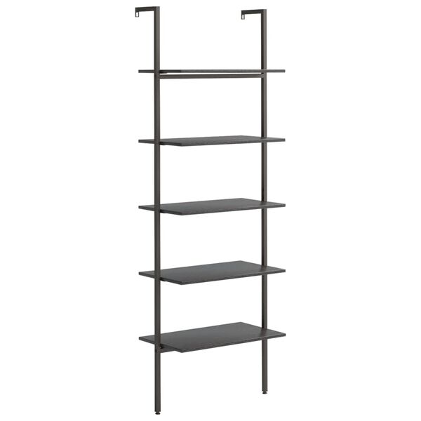 vidaXL Leaning Shelf Black Engineered wood, Steel Tall Leaning Shelf