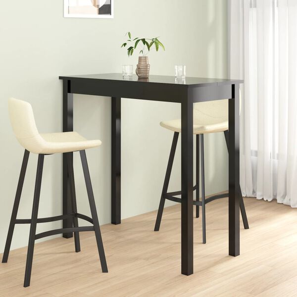 vidaXL Kitchen Table Black MDF, Pine Wood 45.3 x 21.7 x 42.1 in