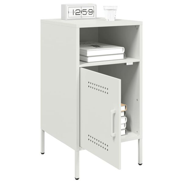 vidaXL Bedside Cabinet White Cold-rolled steel Compact Adjustable Feet