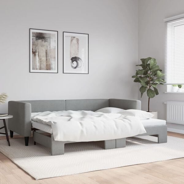 vidaXL Daybed With Trundle Light grey