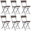 vidaXL Folding Bistro Chair Set of 6 Brown PE rattan, powder-coated steel