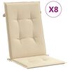 vidaXL Reclining Garden Chair Set of 8 Beige Teak wood Standard