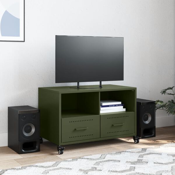 vidaXL TV Cabinet Olive Green Cold-rolled steel Medium TV Cabinet