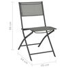 vidaXL Folding Outdoor Chair Set of 2 Grey Powder-coated steel, Textilene