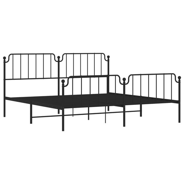 vidaXL Bed Frame Black Powder-Coated Steel Full Bed Frame Rectangular