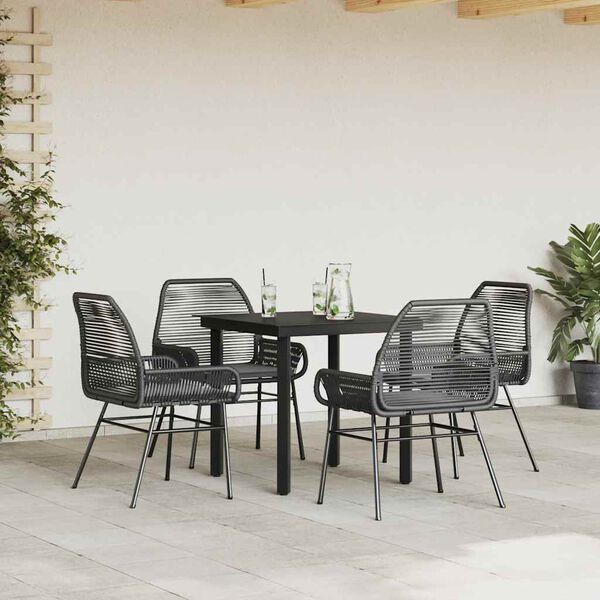 vidaXL Garden Dining Set Black, Dark Grey