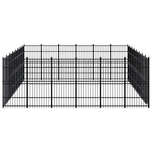 vidaXL Dog Kennel Black Powder-coated steel Extra Large Durable