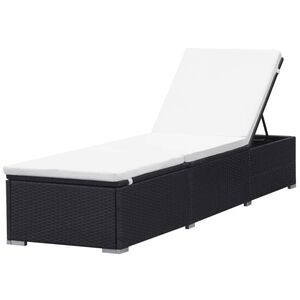 vidaXL Sun Lounger Black and Cream White