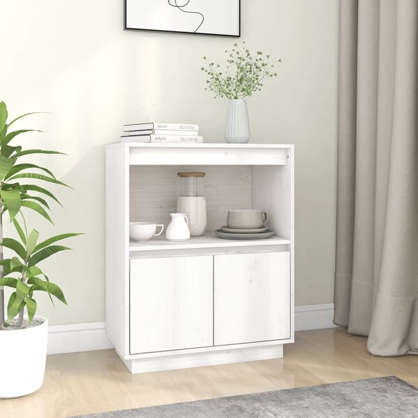 vidaXL Sideboard White Solid Pine Wood Medium Sideboard Rectangular