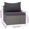 vidaXL Garden Lounge Set Grey PE Rattan, Powder-Coated Steel, Glass Large