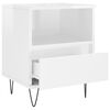 vidaXL Bedside Cabinet High gloss white Engineered wood, metal Small