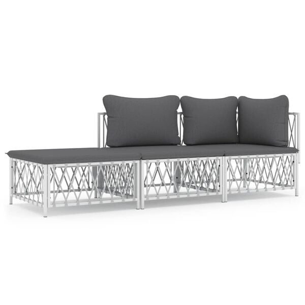 vidaXL Garden Lounge Set White, Dark Grey