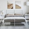 vidaXL Bed Frame White Powder-Coated Steel King Sturdy Bed Frame