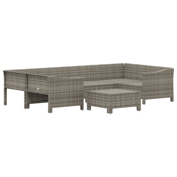 vidaXL Garden Lounge Set Grey PE rattan 7 Piece Set Modular