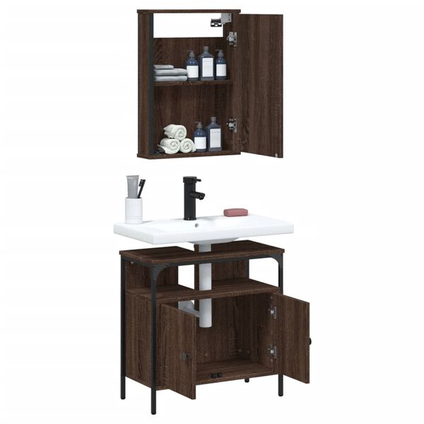 vidaXL Bathroom Furniture Set Brown Oak Engineered Wood Medium