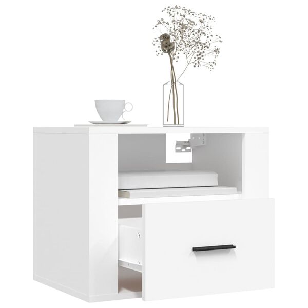vidaXL Wall-mounted Bedside Cabinet Set of 2 White Engineered wood