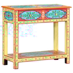 vidaXL Console Table Multicolor Solid Mango Wood Small Decorative Inlays