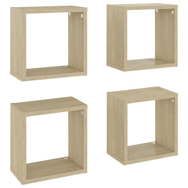 vidaXL Cube Shelf Set of 4 Sonoma Oak Engineered Wood Small Cube Shelf