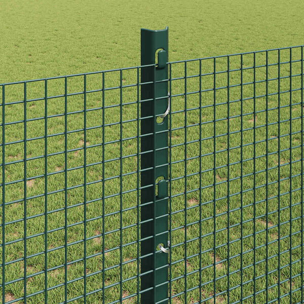vidaXL Fence with Post Green 3.94 x 82.02 ft Steel and PVC