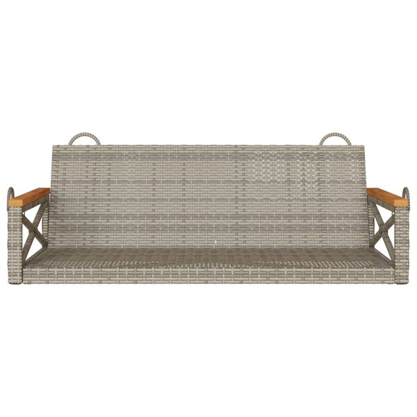 vidaXL Patio Swing Bench Gray PE Rattan and Powder-Coated Steel