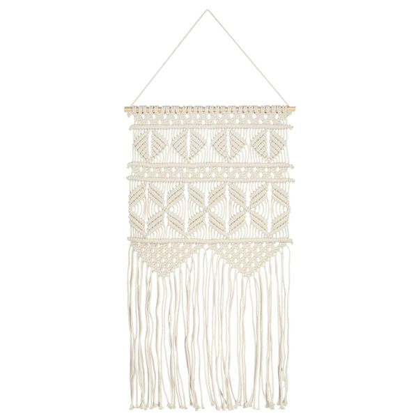 vidaXL Macrame Wall Hanger Cream 100% Cotton Medium Decorative Inlays