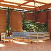 vidaXL Garden Lounge Set Grey Solid pine wood and polyester 10 piece set
