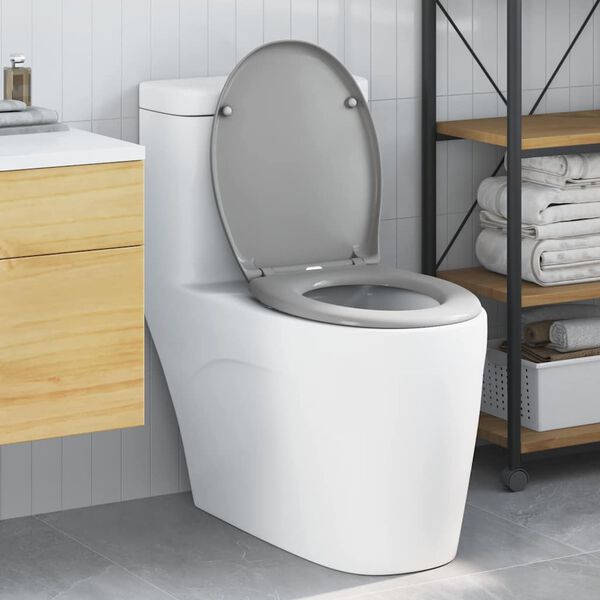 vidaXL Toilet Seat Grey 17.64 x 14.69 x 1.65 in Duroplast