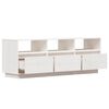 vidaXL TV Cabinet White 55.1x14.6x19.7" Solid Wood Pine