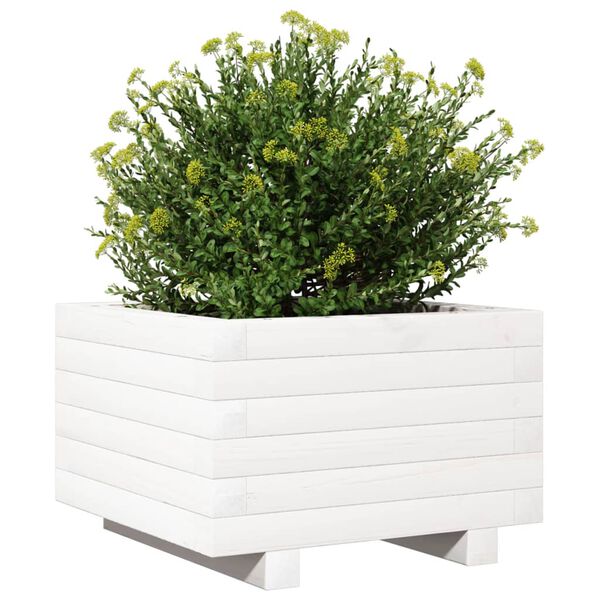 vidaXL Garden Planter White Solid pinewood 15.7 x 15.7 in Durable