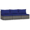 vidaXL 3-seater Sofa Grey PE rattan, powder-coated steel, plastic Standard