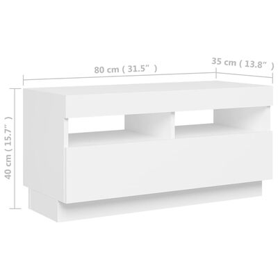 vidaXL TV Stand with LED Lights White 31.5"x13.8"x15.7"