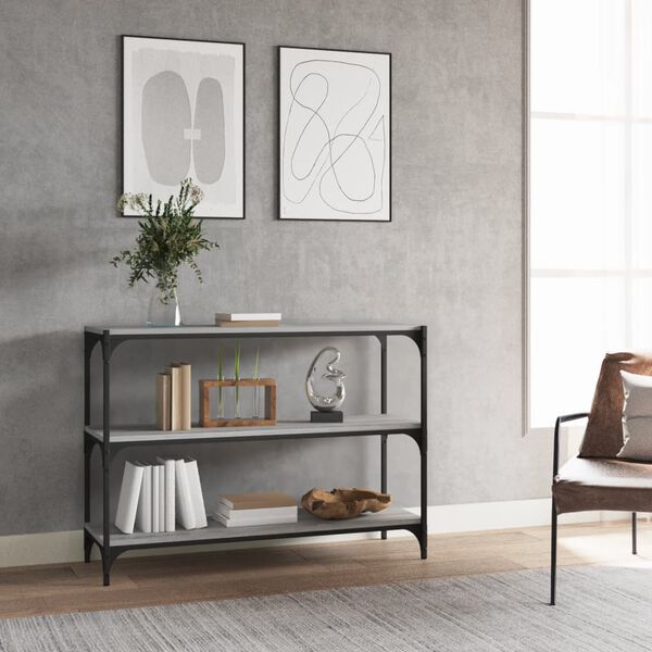 vidaXL Book Cabinet Grey Sonoma Engineered wood and steel