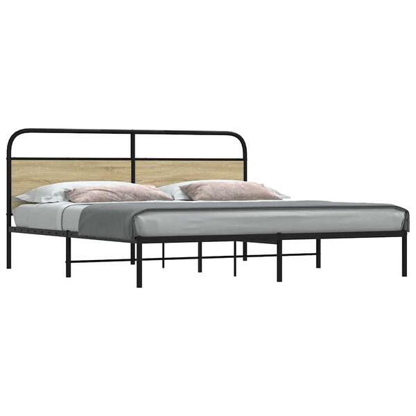 vidaXL Bed Frame Sonoma oak Steel, engineered wood Super King Durable