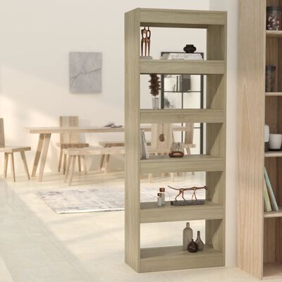 vidaXL Book Cabinet/Room Divider Sonoma Oak 23.6"x11.8"x65.4" Engineered Wood