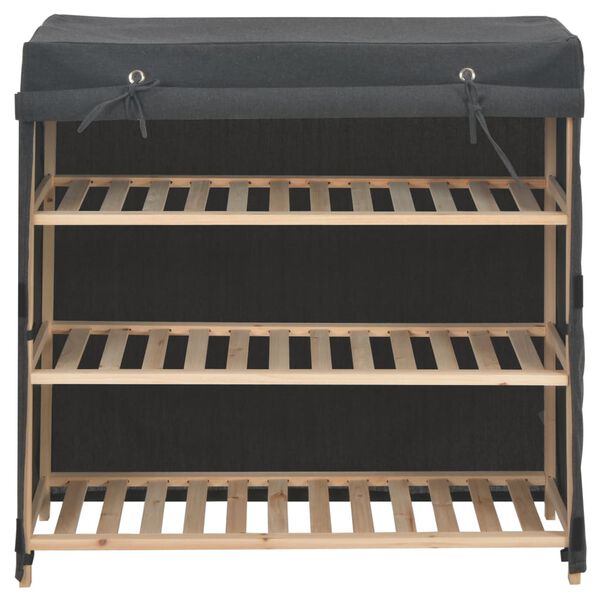 vidaXL Shoe Cabinet Grey Fabric and solid fir wood Medium Light Weight