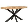 vidaXL Dining Table Rough Mango Wood Powder-Coated Steel